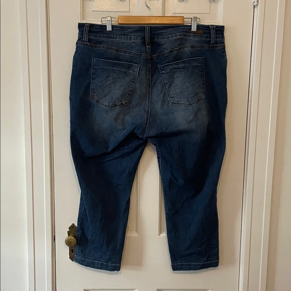 Kut from the Kloth Dark Wash Fab Ab Crop Straight Leg Jeans 18W - Picture 3 of 8